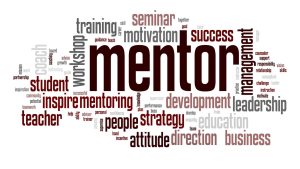 word cloud for words associated with mentor such as coaching, success and management