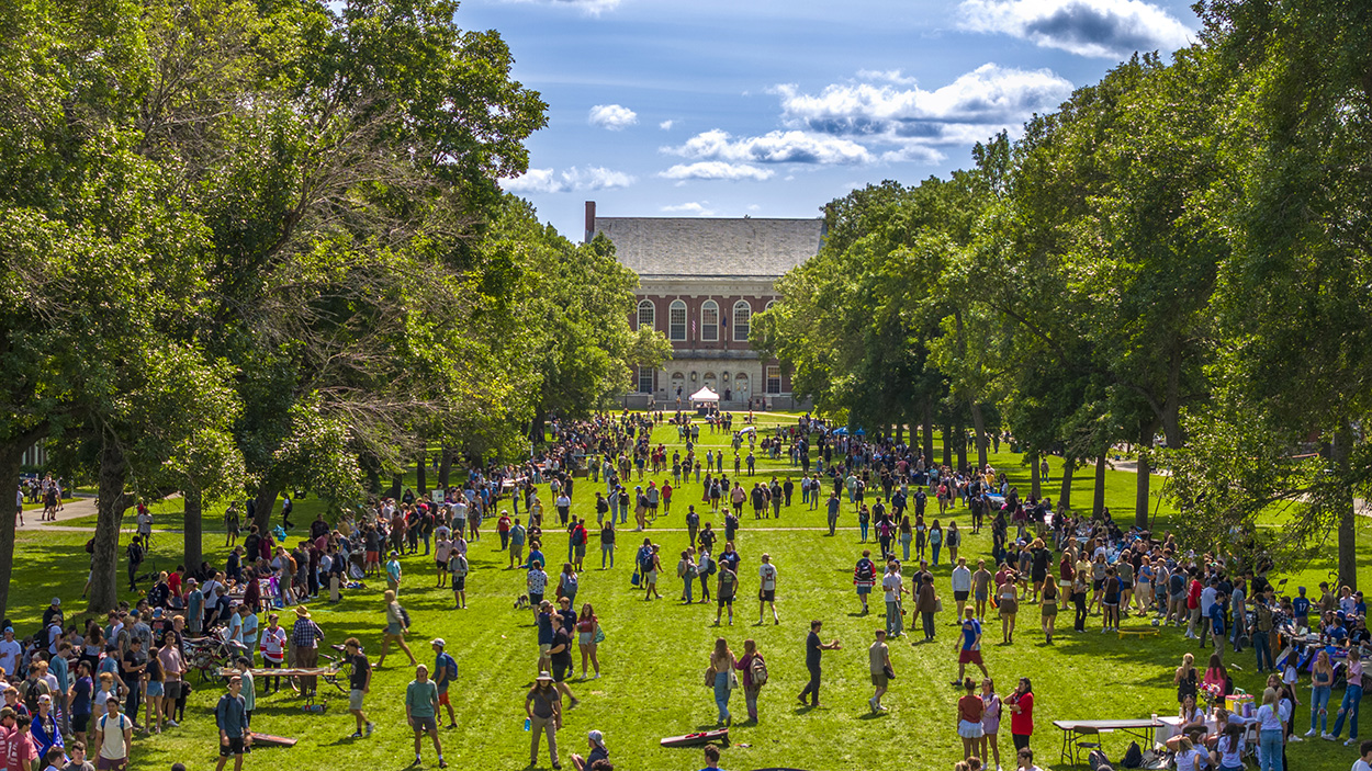 Students gather on the mall to join clubs and other group activities at the Student Organization Fair.
