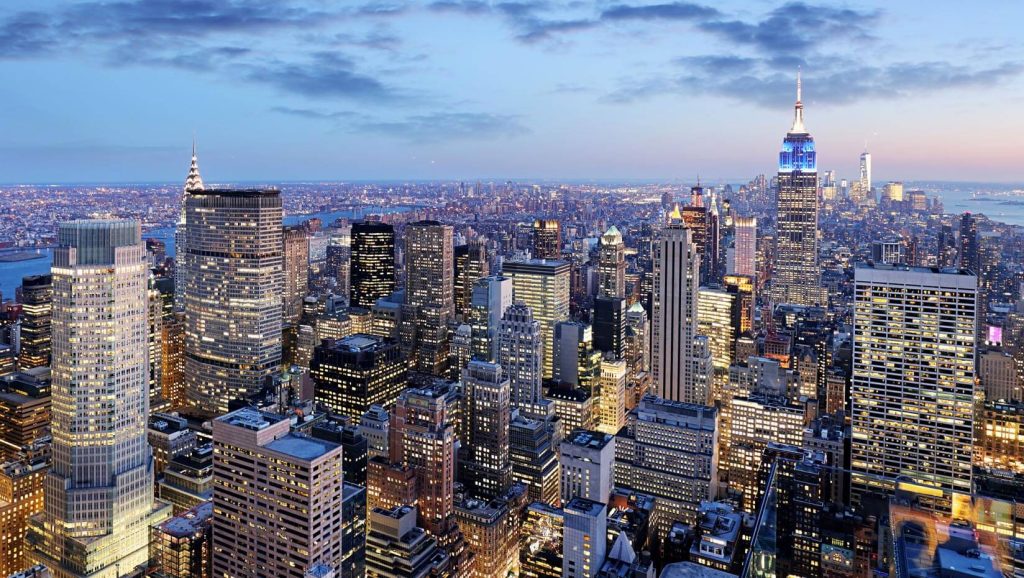 A photo of the New York City skyline