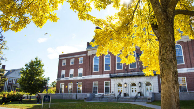 Fogler Library in the fall