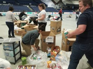 volunteers sorting donated goods