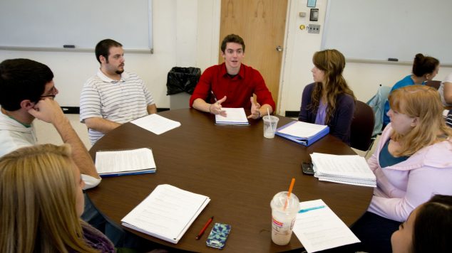 TA discussion with a group of students
