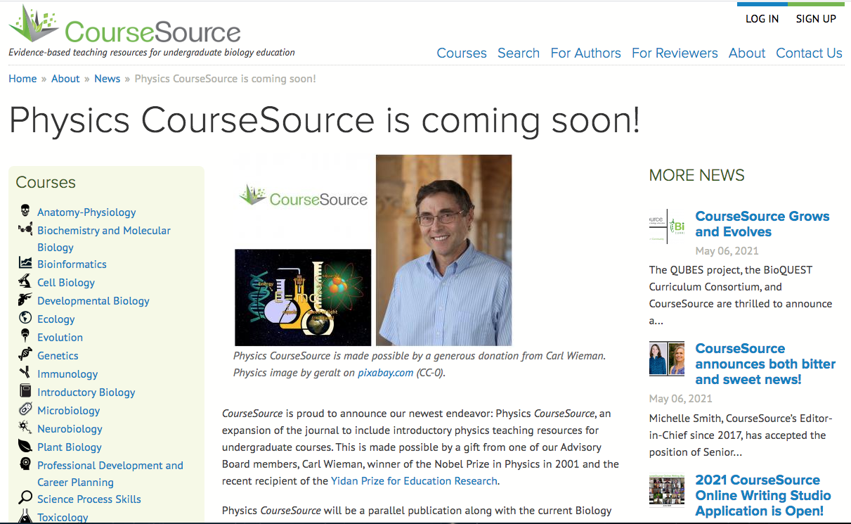 Screen Shot of CourseSource website
