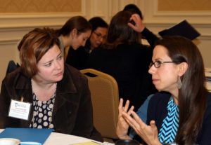 Susan Gardner and Melissa Maginnis discuss implicit bias at the 2016 event ADVANCING Women in Academia