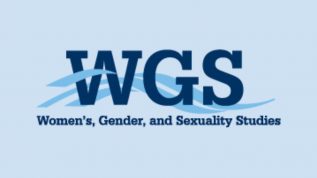 Women's, Gender & Sexuality Studies logo on blue background