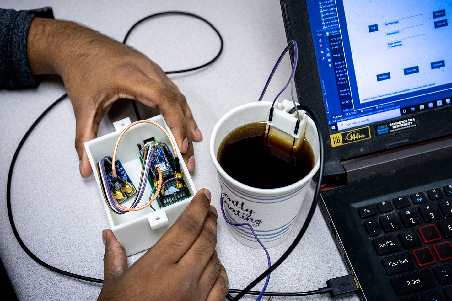 Spatial Information Science and Engineering have developed a device, SipBit, that can pinpoint beverage type, volume and sugar content once submerged in liquid