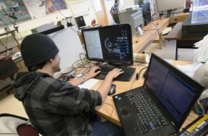 Student working in computer lab