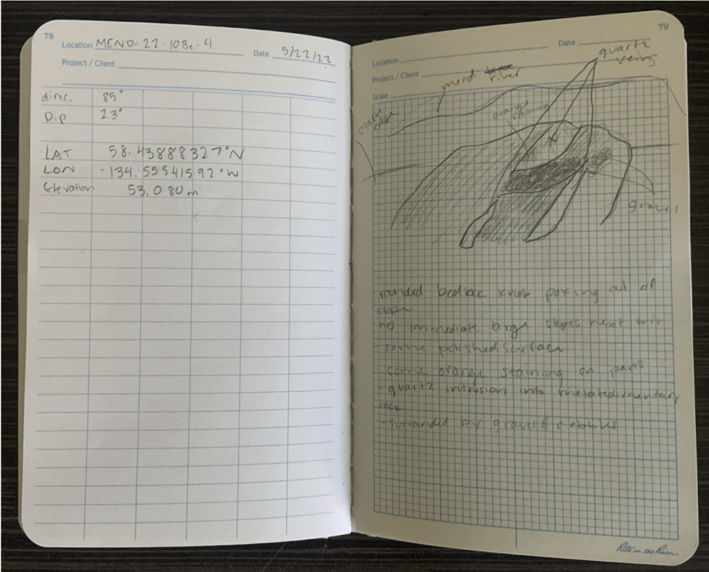 A page of a scientific journal, detailing a part of the Mendenhall glacier.