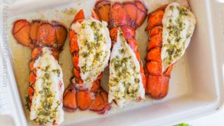 Lobster tails with garlic lemon butter