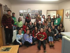 SWK 395 Students in "Ugly Holiday Sweaters"