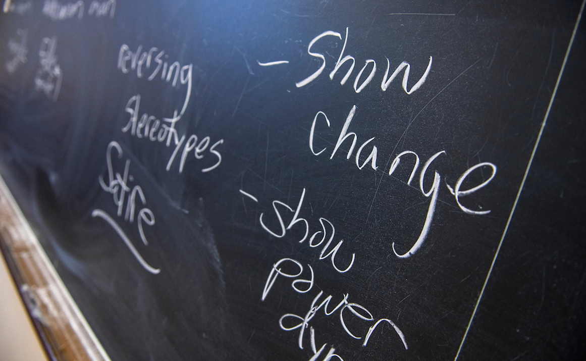 A photo of text on a chalkboard