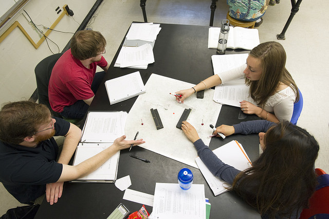People studying at table