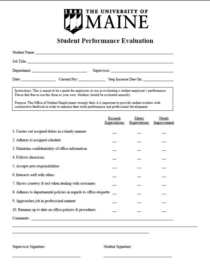 student evaluation