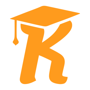 orange K wearing an orange graduation cap and tassel