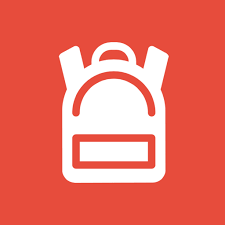 iHomework logo - white backpack on an orange background