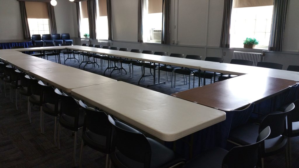 Photograph of the Bangor room in conference set up.