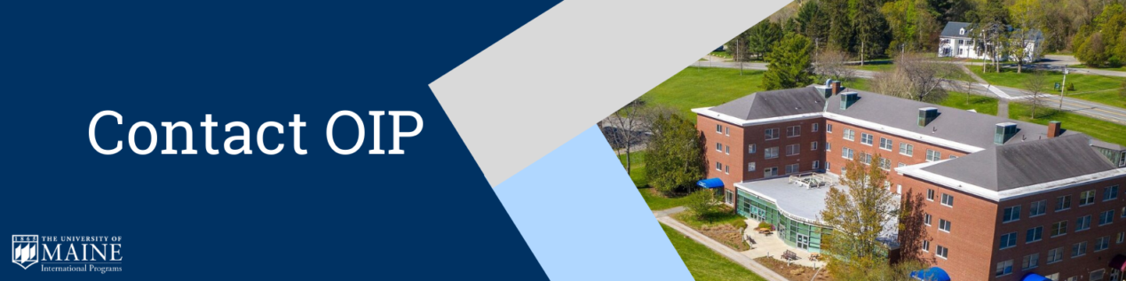 Dark blue, grey, and light blue banner of Stodder hall with text "Contact OIP"