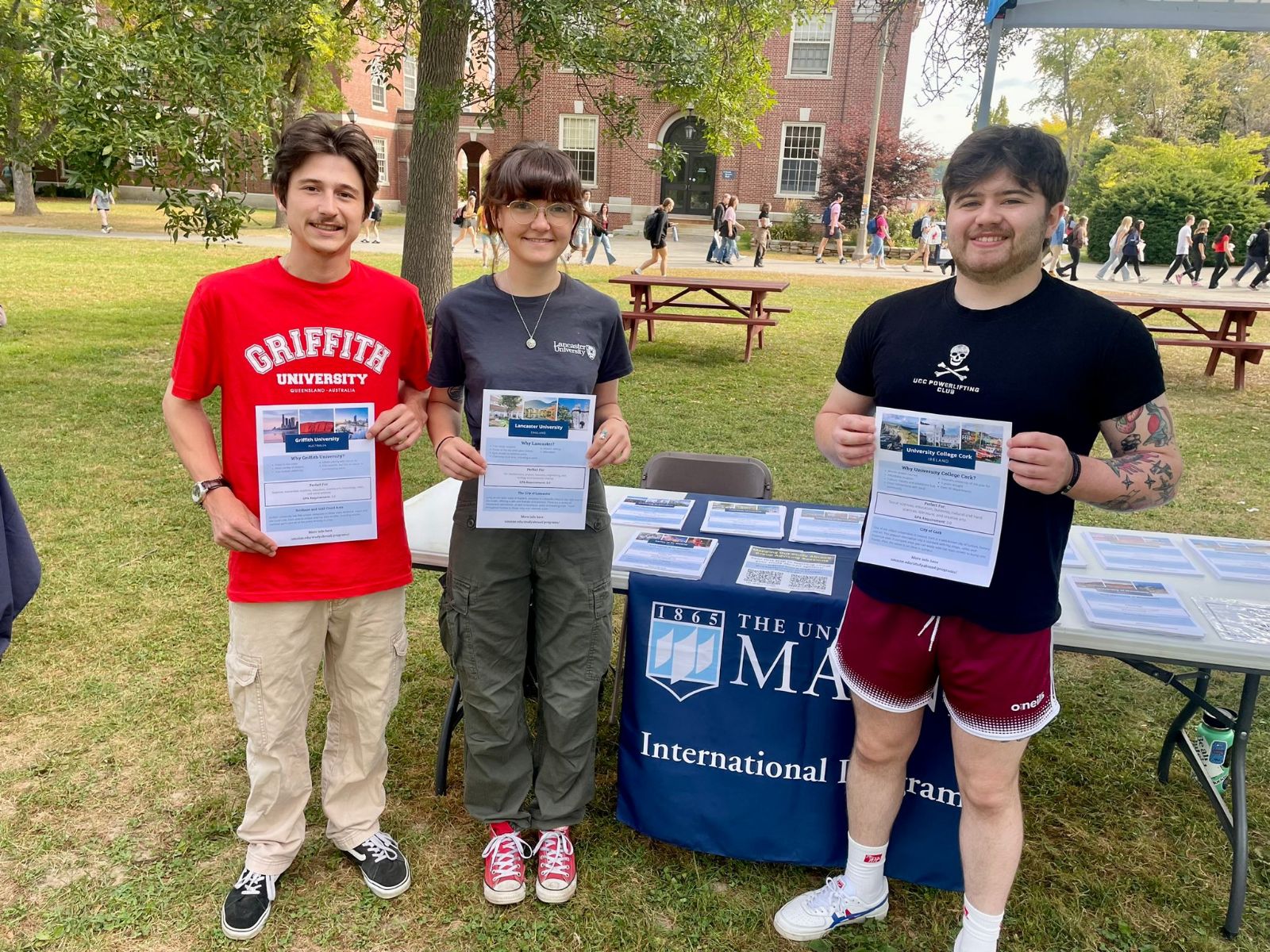 Exchange students helping out at study abroad fair