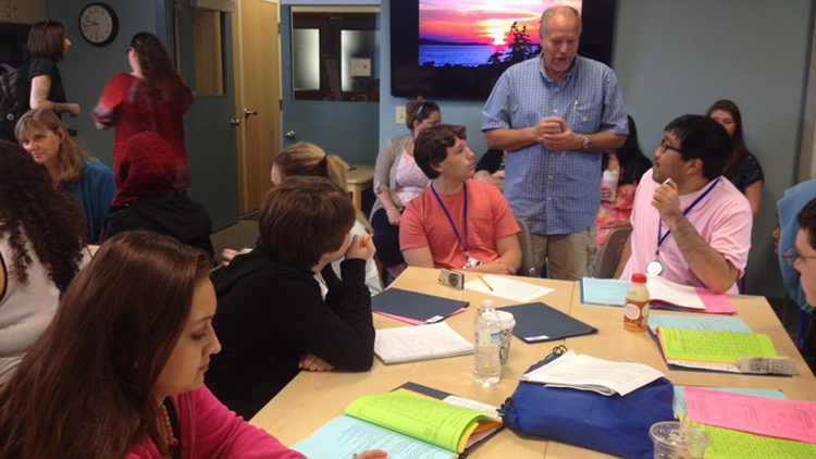 students and instructor in Upward Bound summer program