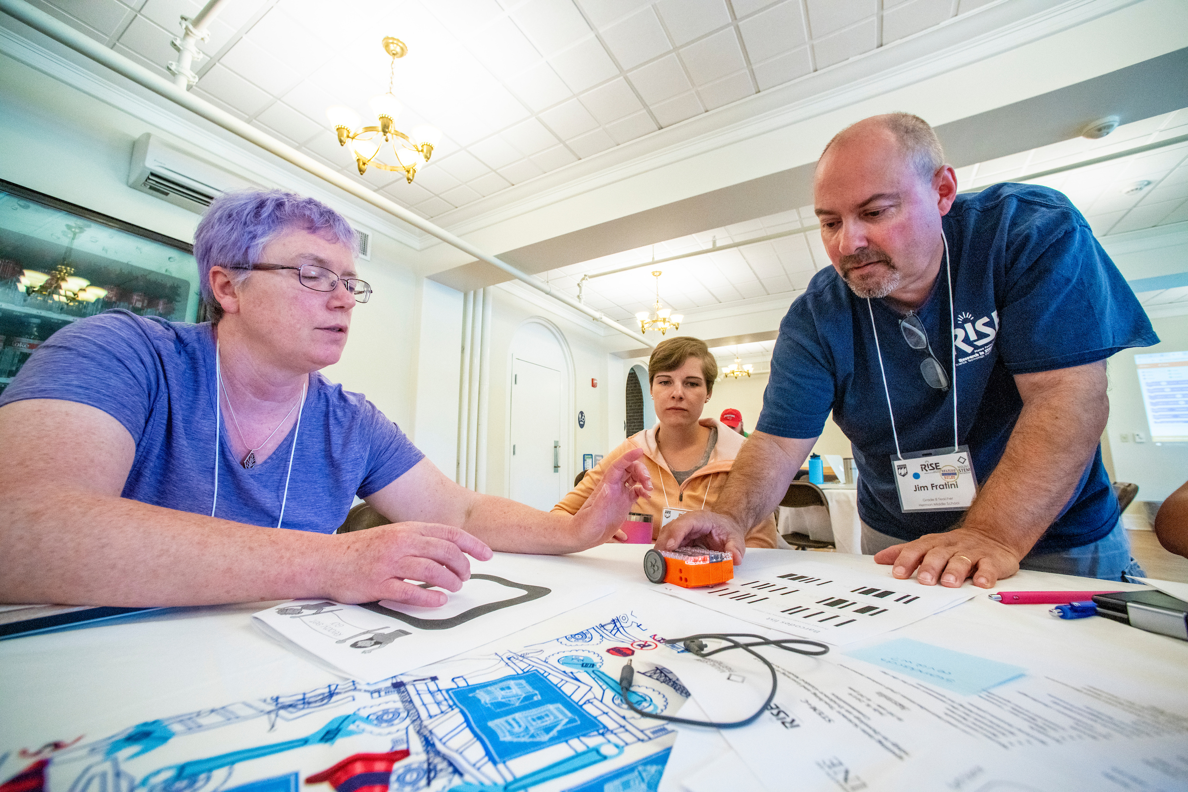 Teachers engage in a STEM Robotic workshop