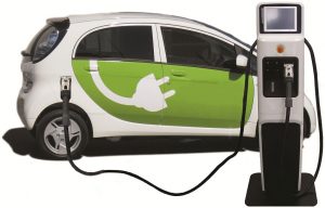 electric vehicle with plug