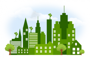 cartoon of an energy efficient city