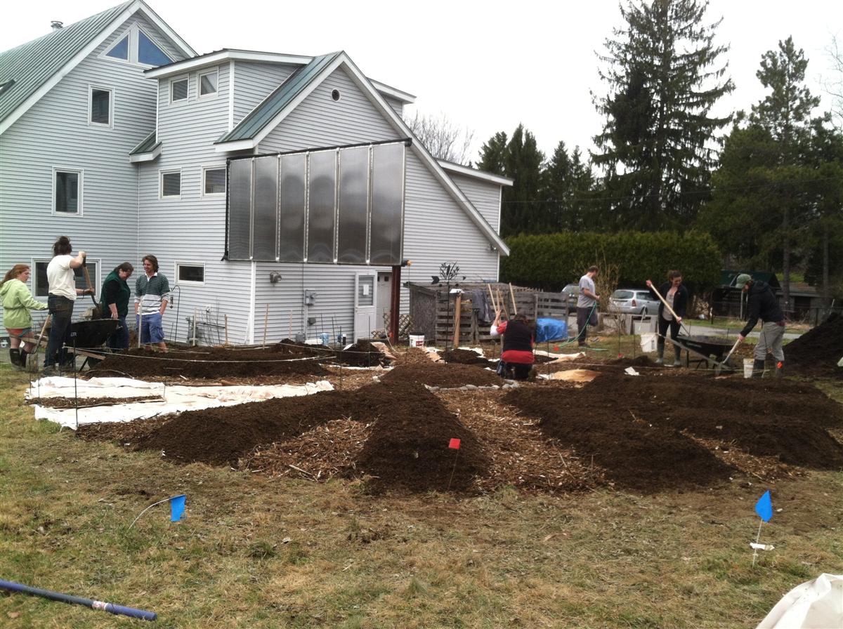 people working on permaculture plots at Terrell House