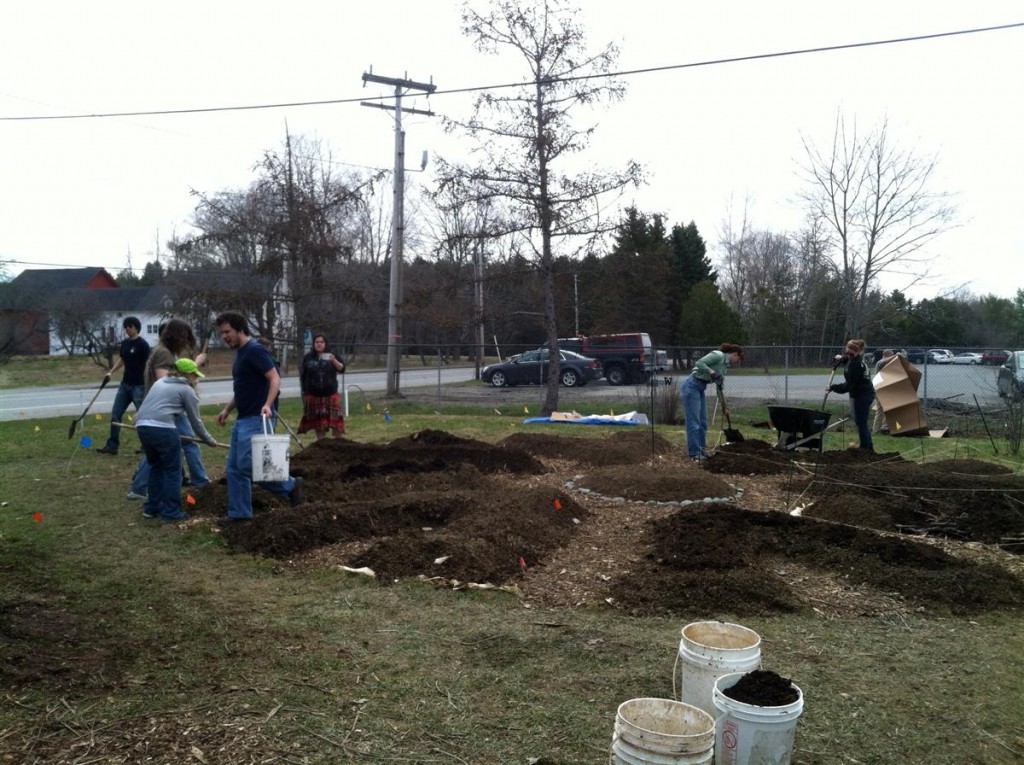 people working on permaculture plots at Terrell House
