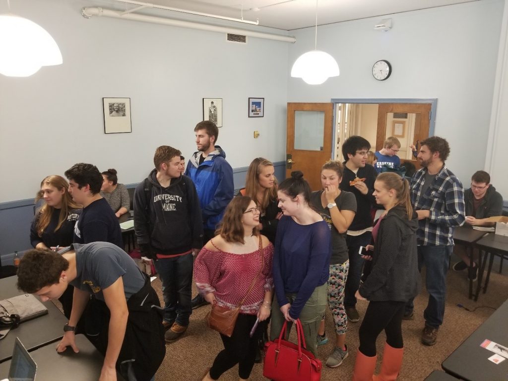 Students lined up at the Energy and Sustainability Trivia Night