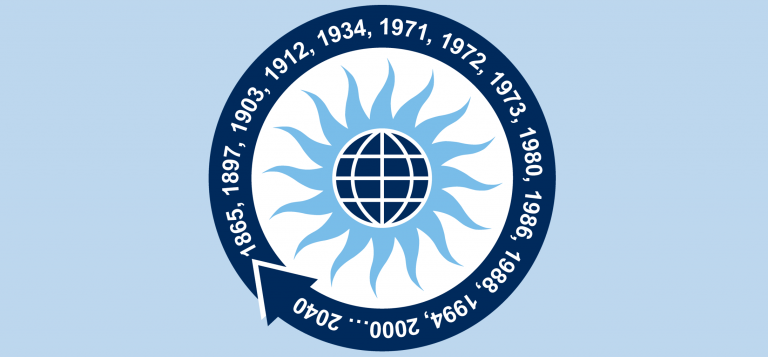 Office of Sustainability timeline logo on a blue banner