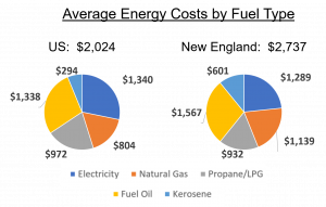 Average energy costs by fuel type