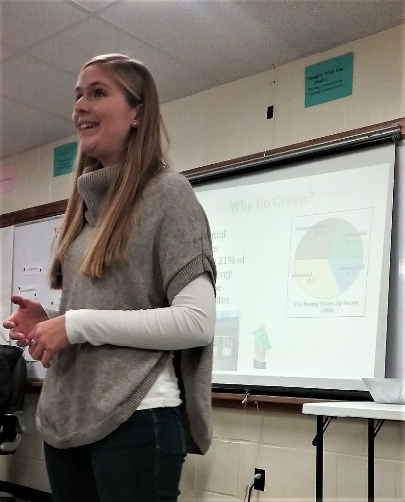 Americorps Volunteer Christine presenting on energy efficiency