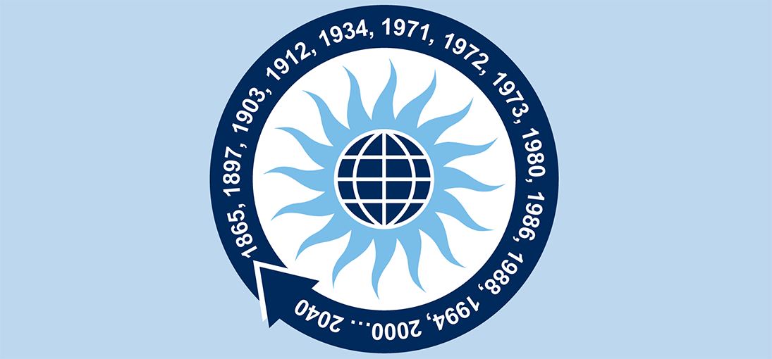 Office of Sustainability timeline logo on a blue banner