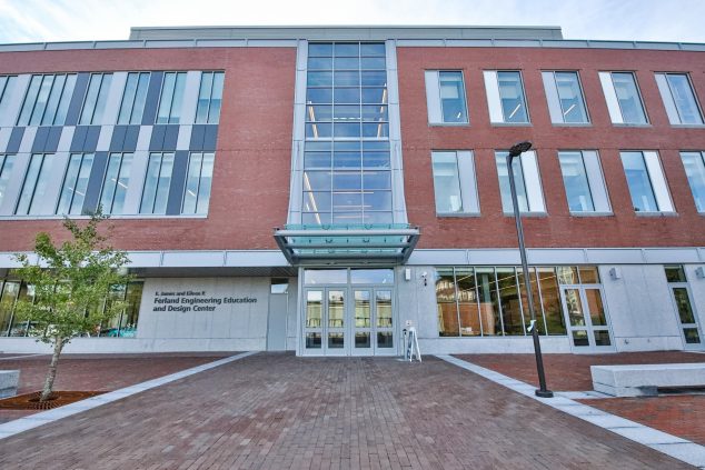 The front entry of the University of Maine's Ferland Engineering Education and Design Center.