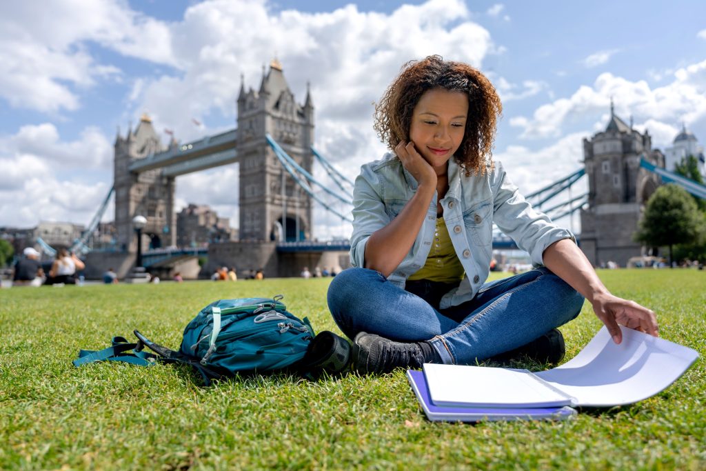 Student studying abroad in London