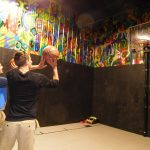 Playing basketball