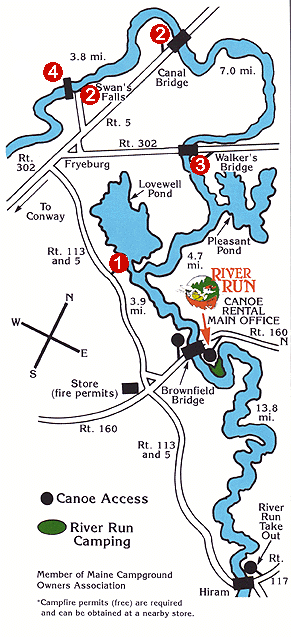 Map of Saco River canoe trip