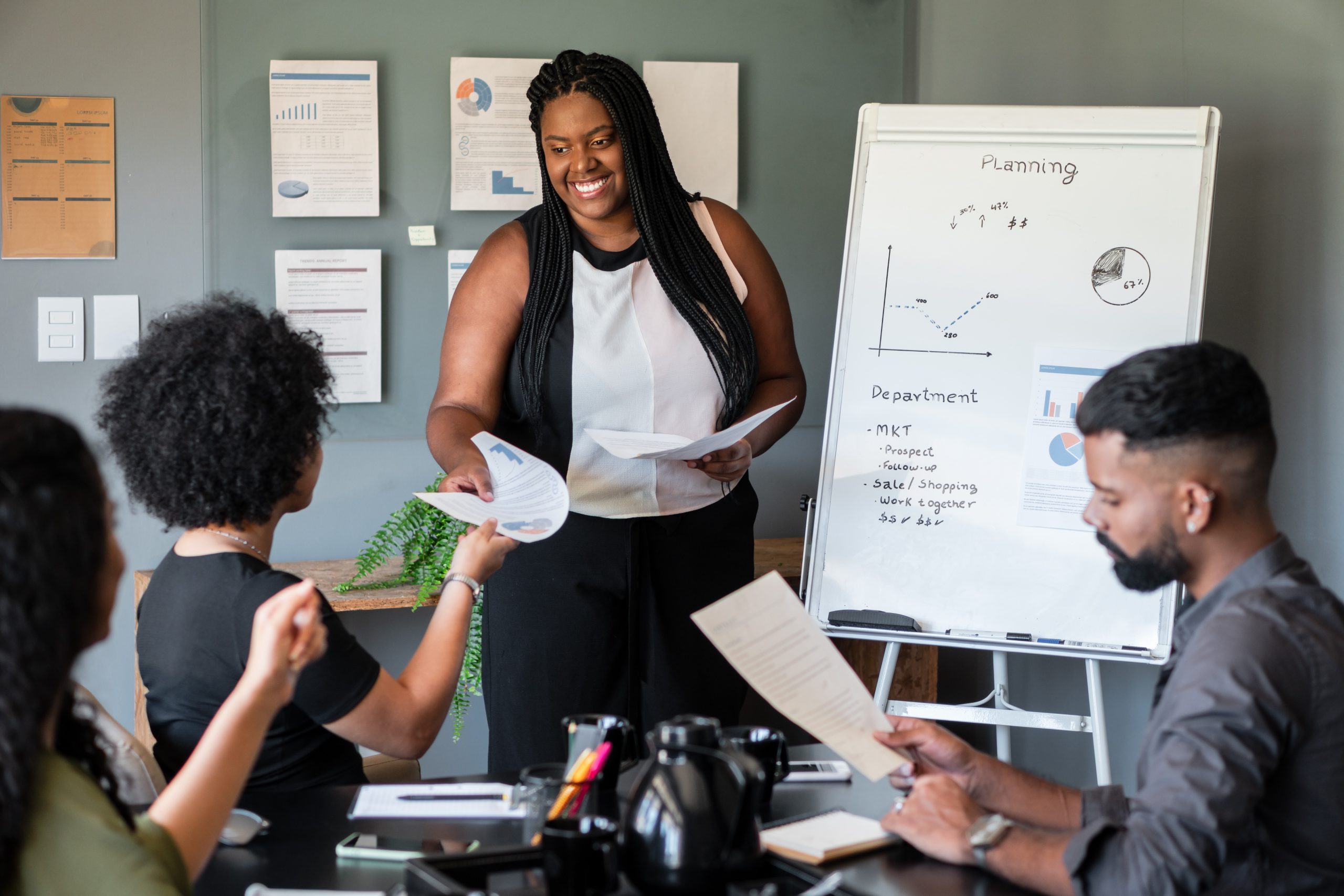 Person leading a meeting