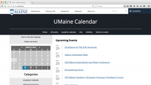 UMaine Calendar screenshot