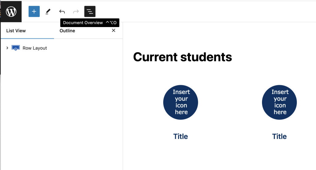 A screenshot depicting the document overview selection