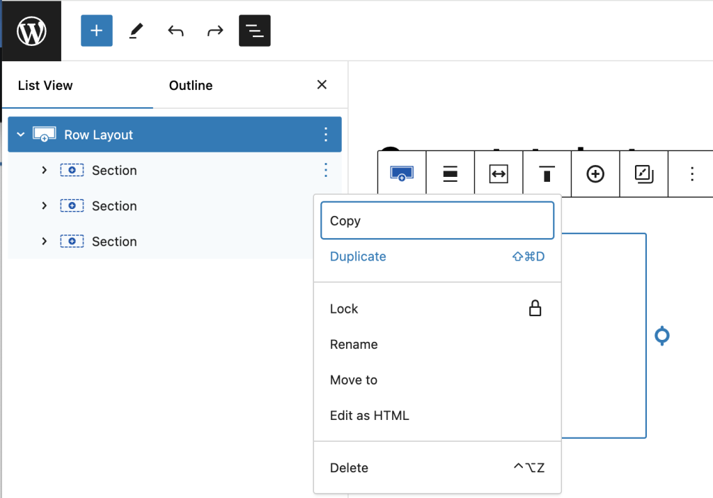 A screenshot displaying duplicate feature for a block