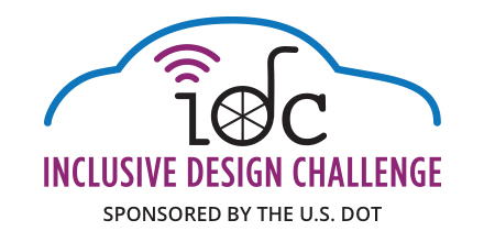 Logo for the U.S. DOT’s Inclusive Design Challenge featuring symbols for automated vehicles and the disability community.