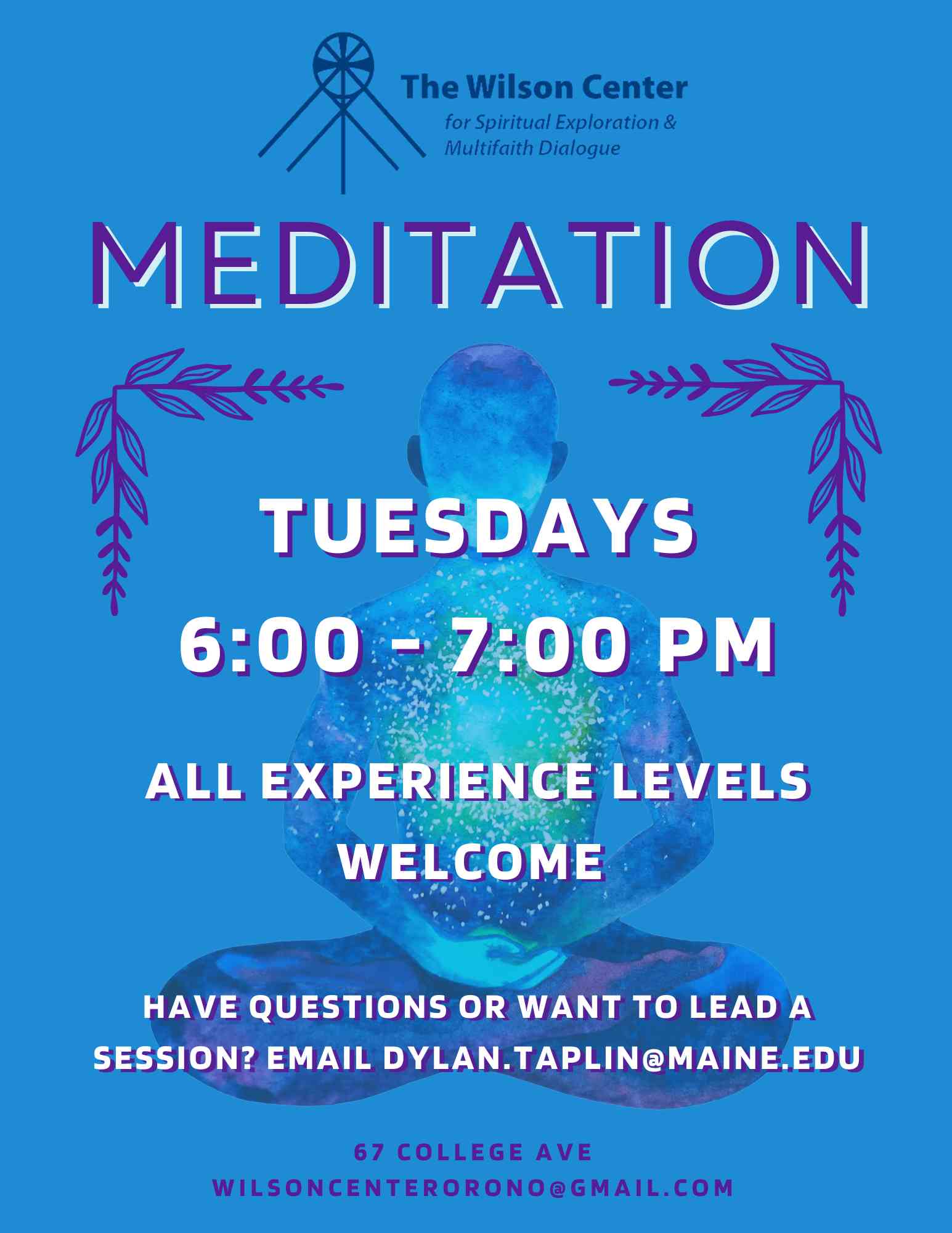 Meditation Circle, Tuesdays 6-7 PM. All are Welcome