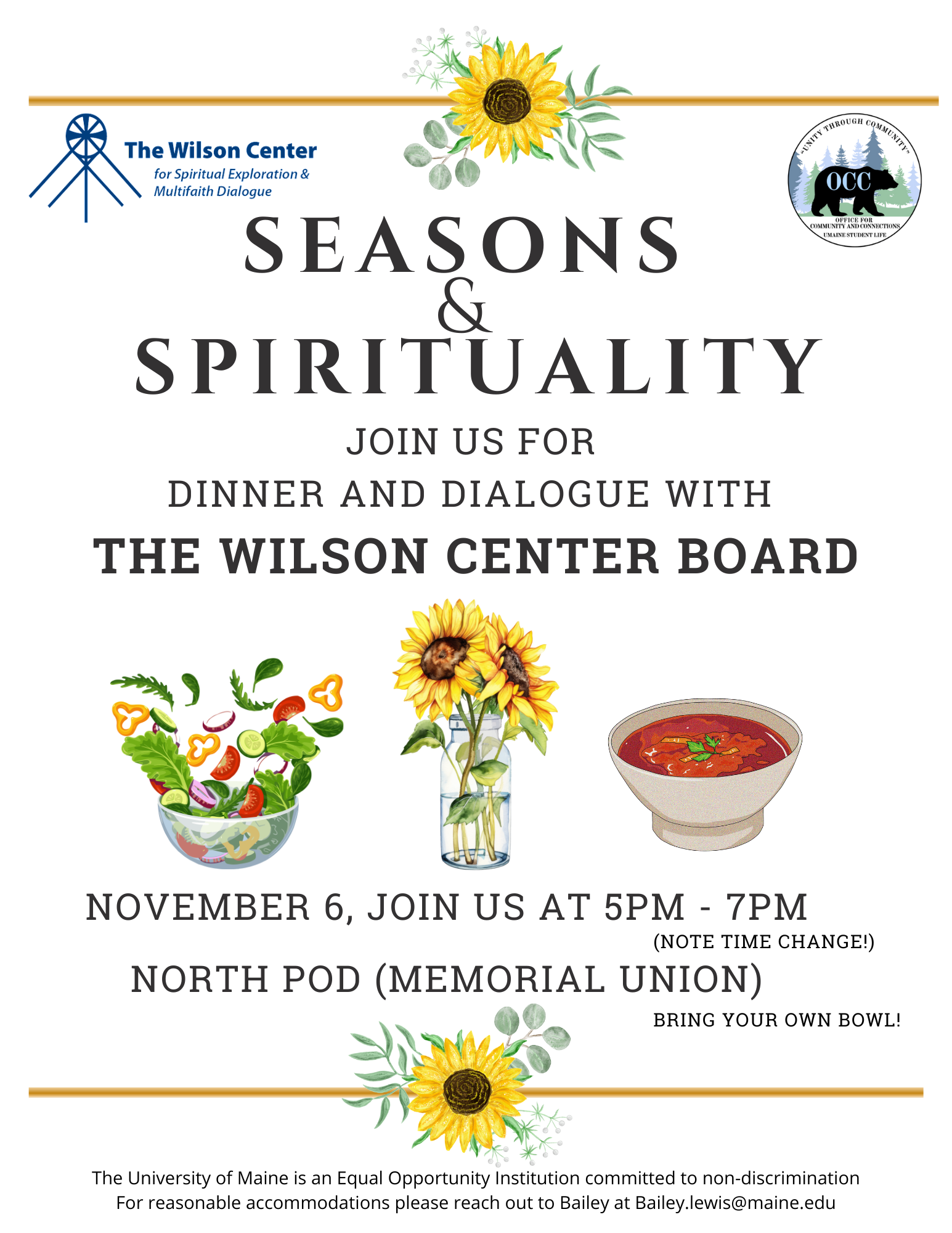 Flyer for Collaboration Dinner and Dialogue on Nov 6 from 5-7 pm