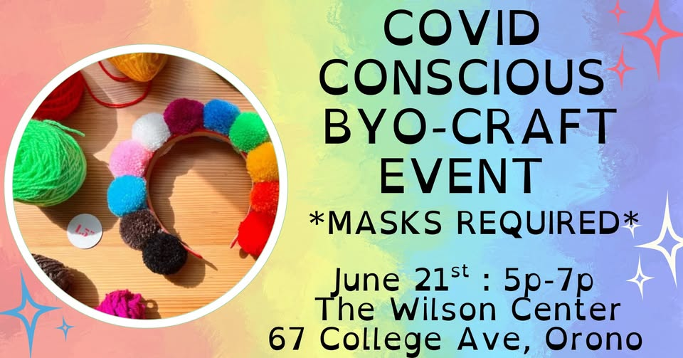 This version of Queer Hangout is for those who need more quiet and mask wearing. Bring your own craft and wear a mask! Accessible to all! June 21 5-7 PM