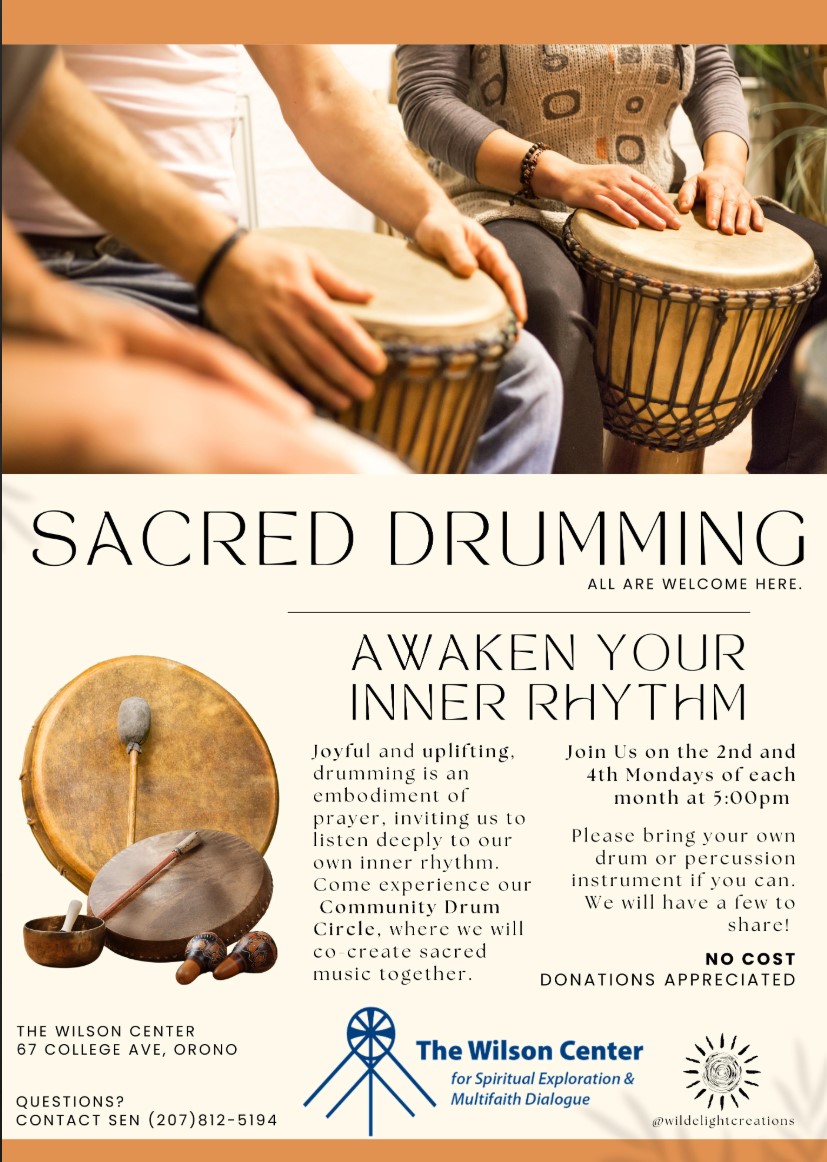 Join Wilson Center friend Sen in a Sacred Drumming circle to learn and express through the art of drumming! No experience required. 2nd and 4th Monday of the Month at 5 pm.