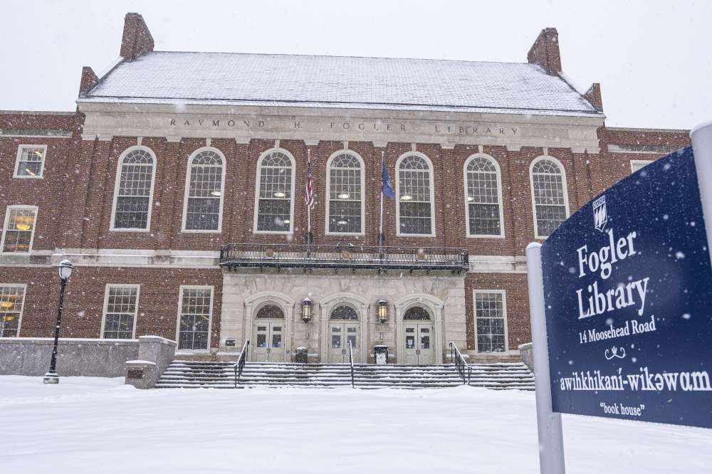 Fogler Library during winter