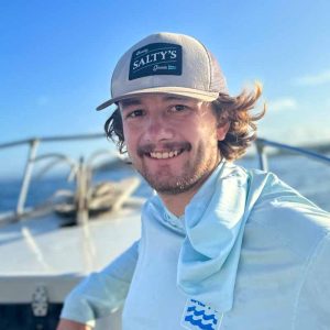 Portrait of Sander on a boat.