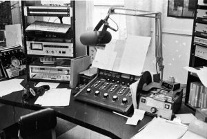 Picture of WMEB's Studio A from the 1980s.