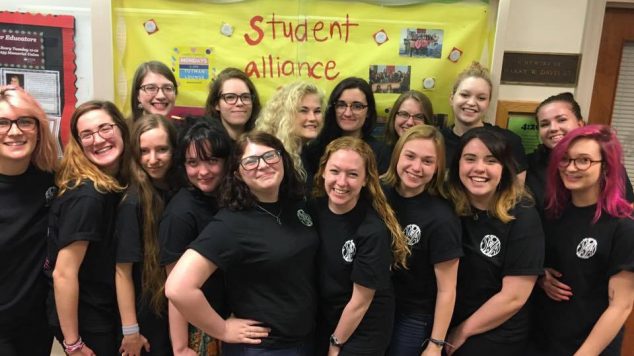 A photo of a group of female students